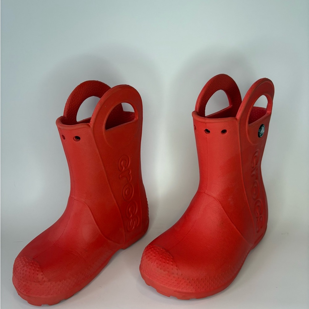 Little Kids Red Crocs Rain Boots